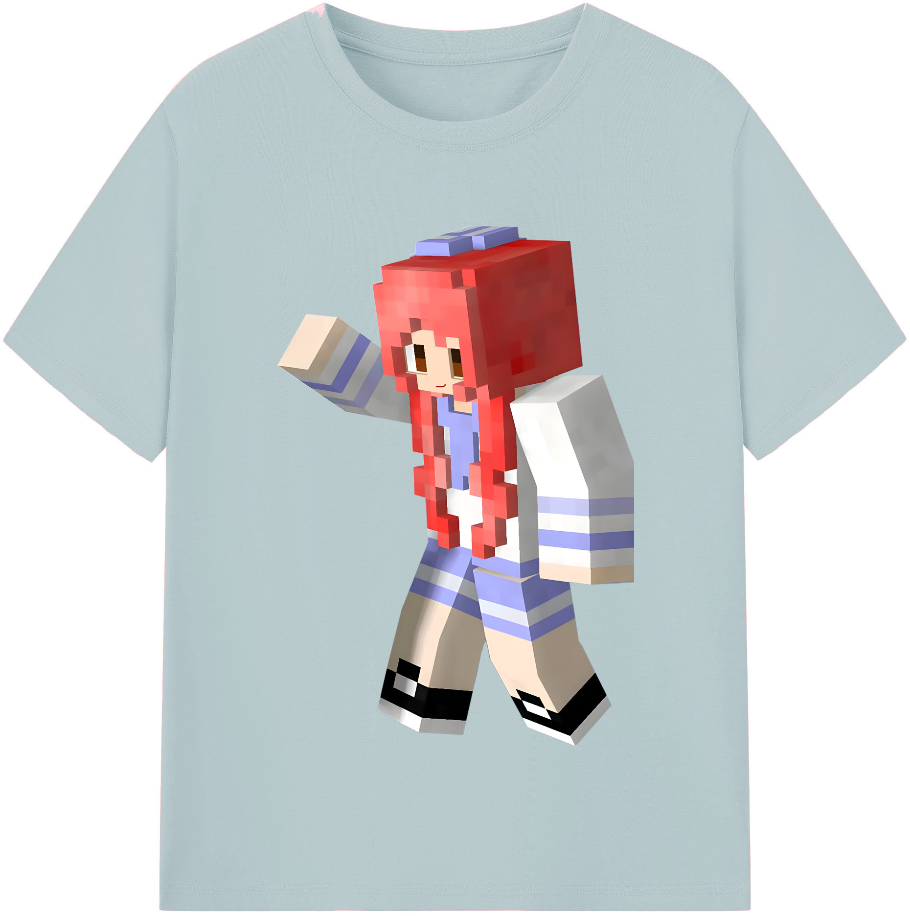（画像用） マインクラフト ブロックの世界 Minecraft MC Block world 綿100％半袖Tシャツ（フロントプリント）